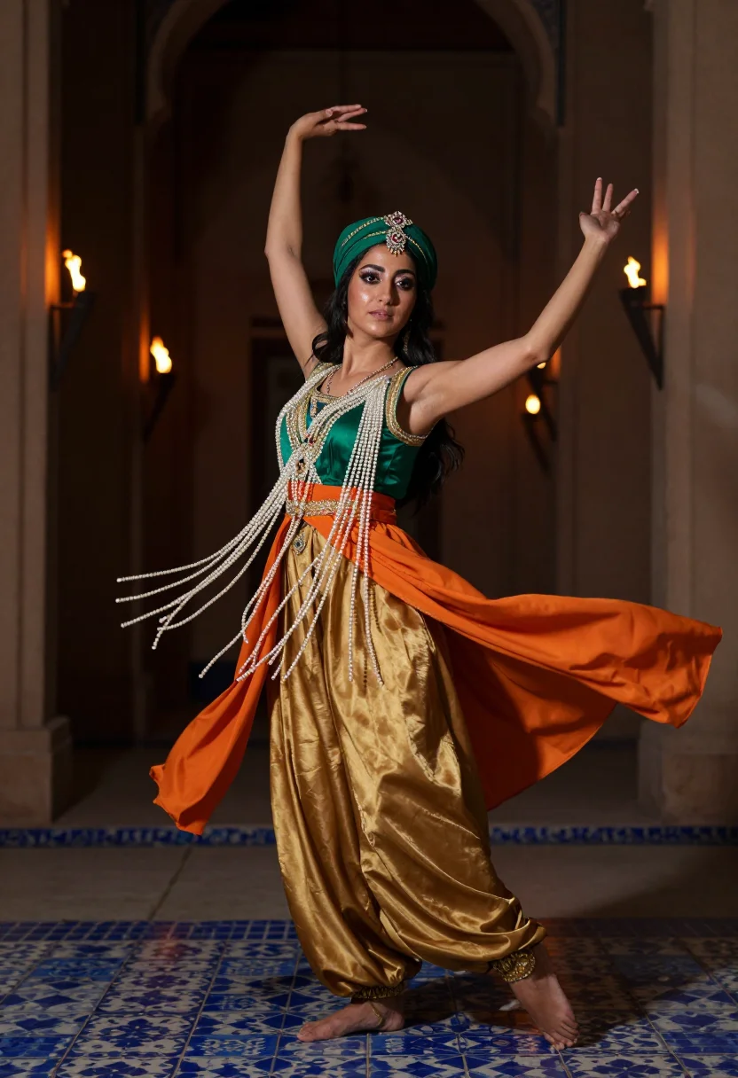 AI scheherazade conteuse sample — portrait of a woman, three-quarter-length portrait of a Pers