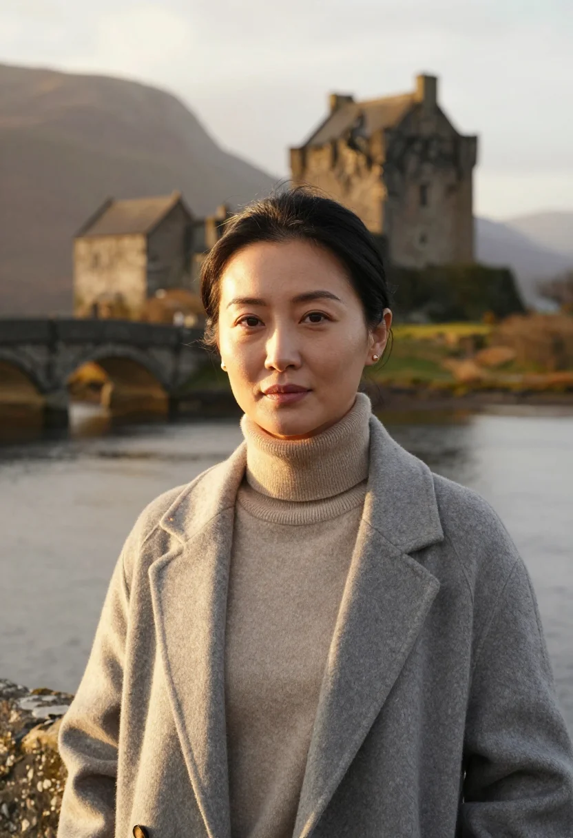 AI scotland sample — portrait of a woman, head-and-shoulders portrait of an East-