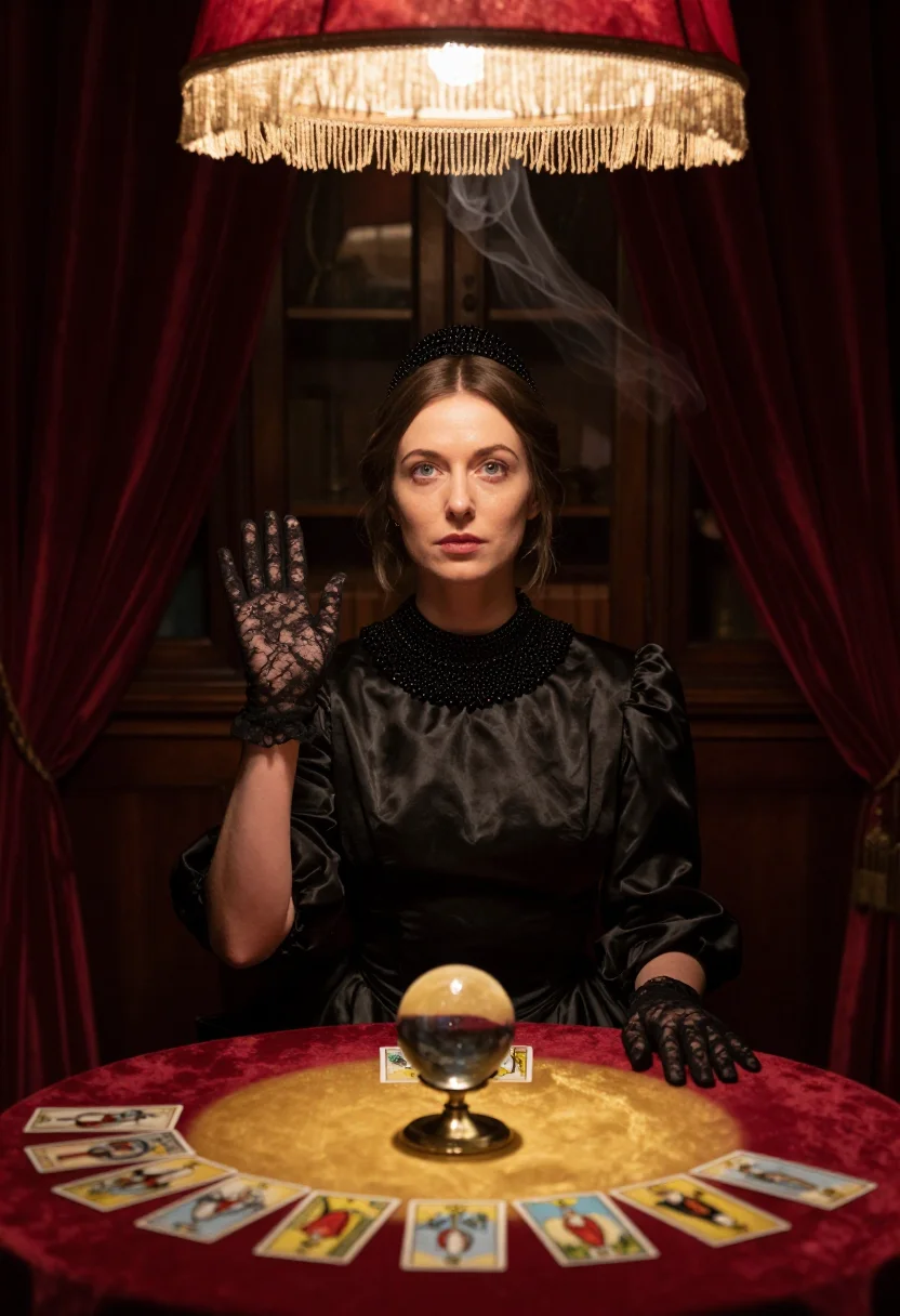 AI seance parlour sample — portrait of a woman, waist-length frontal portrait of a woma