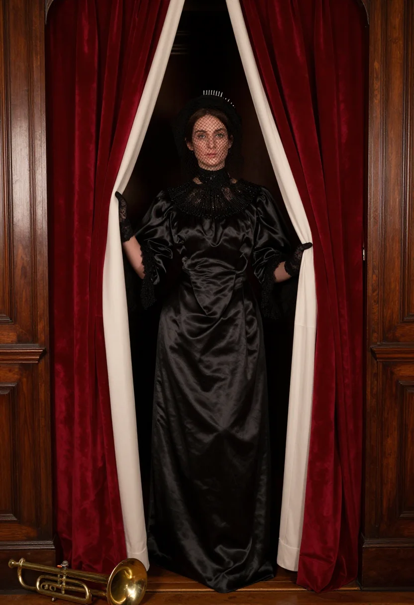 AI seance parlour sample — portrait of a woman, full-length frontal portrait of a woman