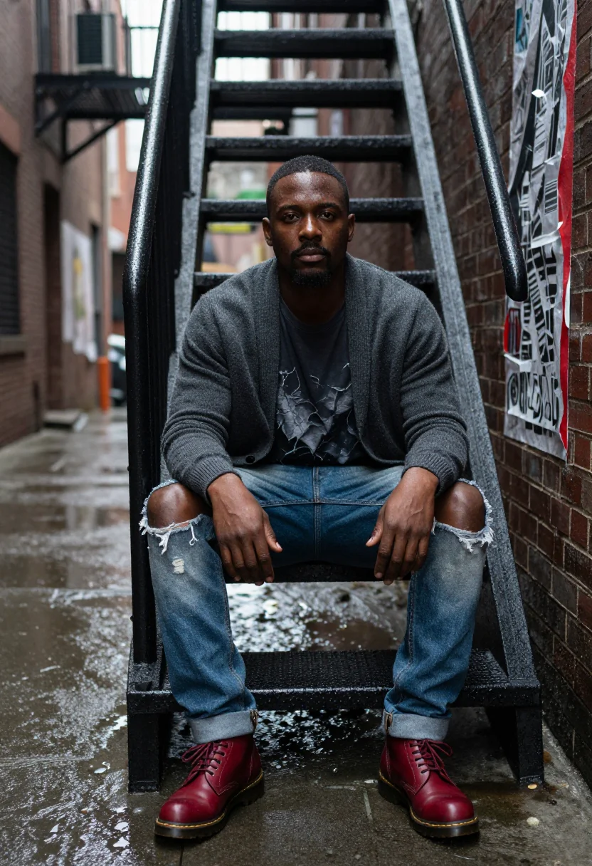 AI seattle 1992 sample — half-length portrait of a Black man in his mid-twenties, dee