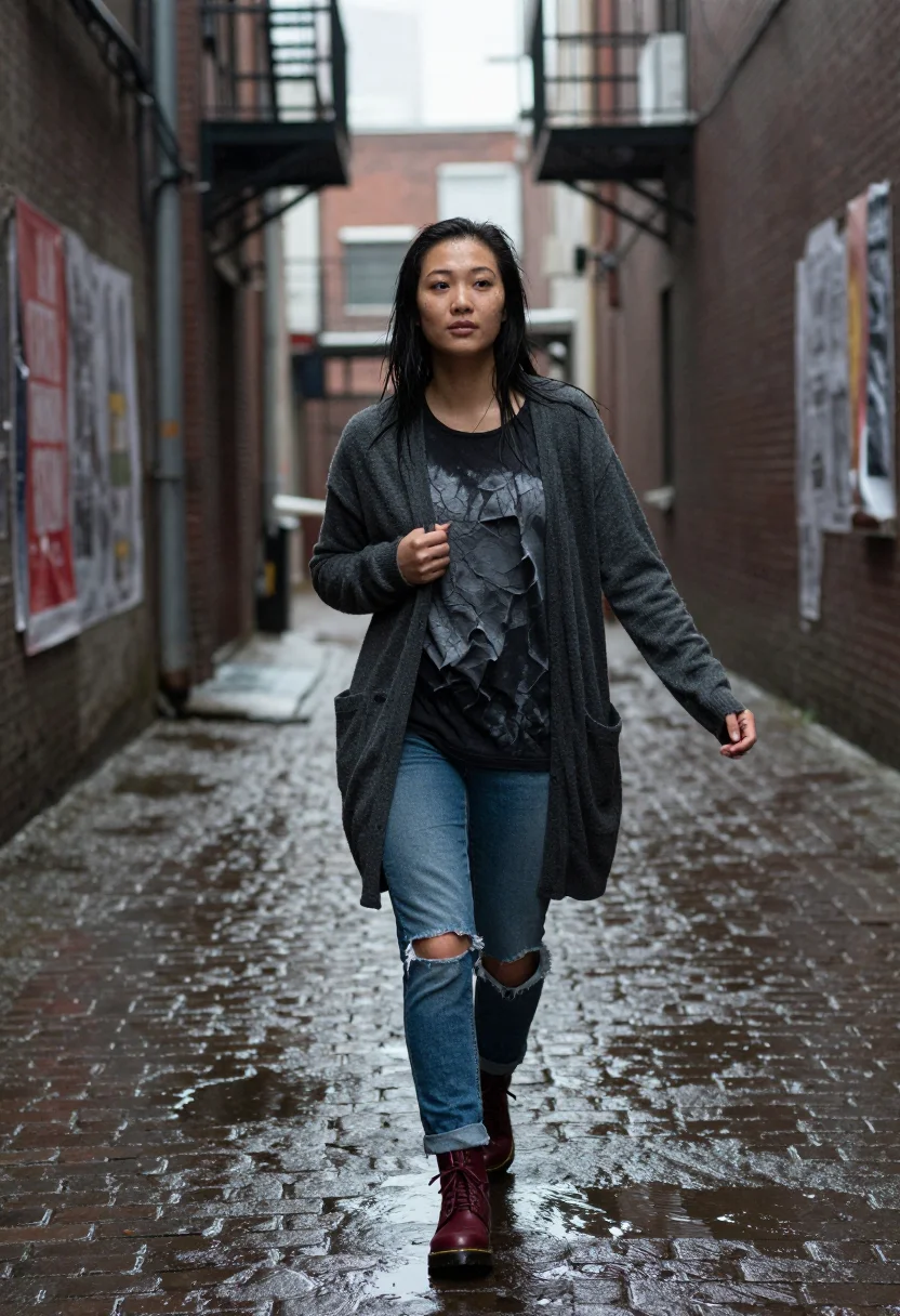 AI seattle 1992 sample — three-quarter-length portrait of an East-Asian woman in her