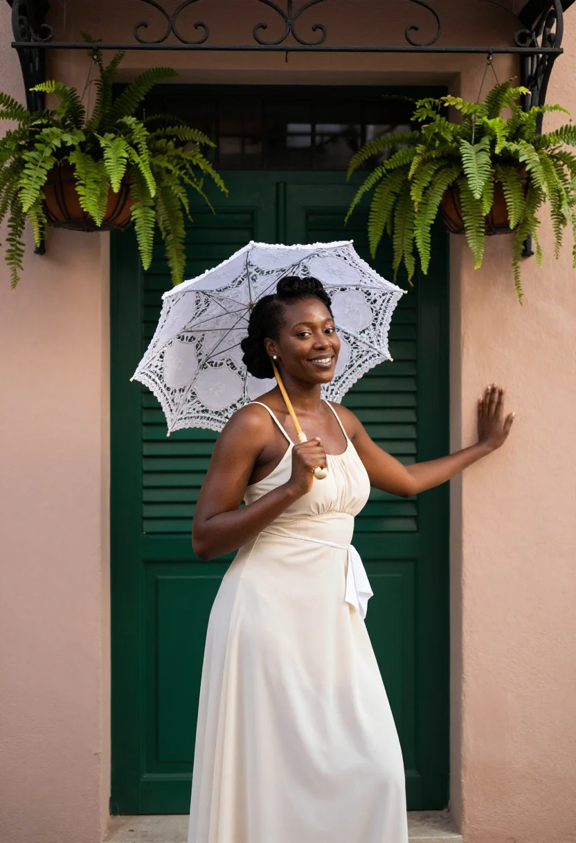 AI second line bride sample — portrait of a woman, three-quarter-length portrait of an Afr