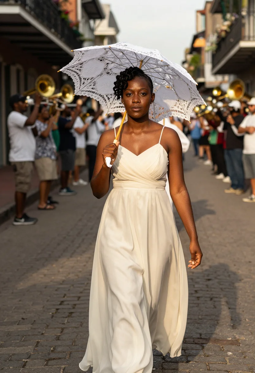 AI second line bride sample — portrait of a woman, three-quarter-length portrait of an Afr