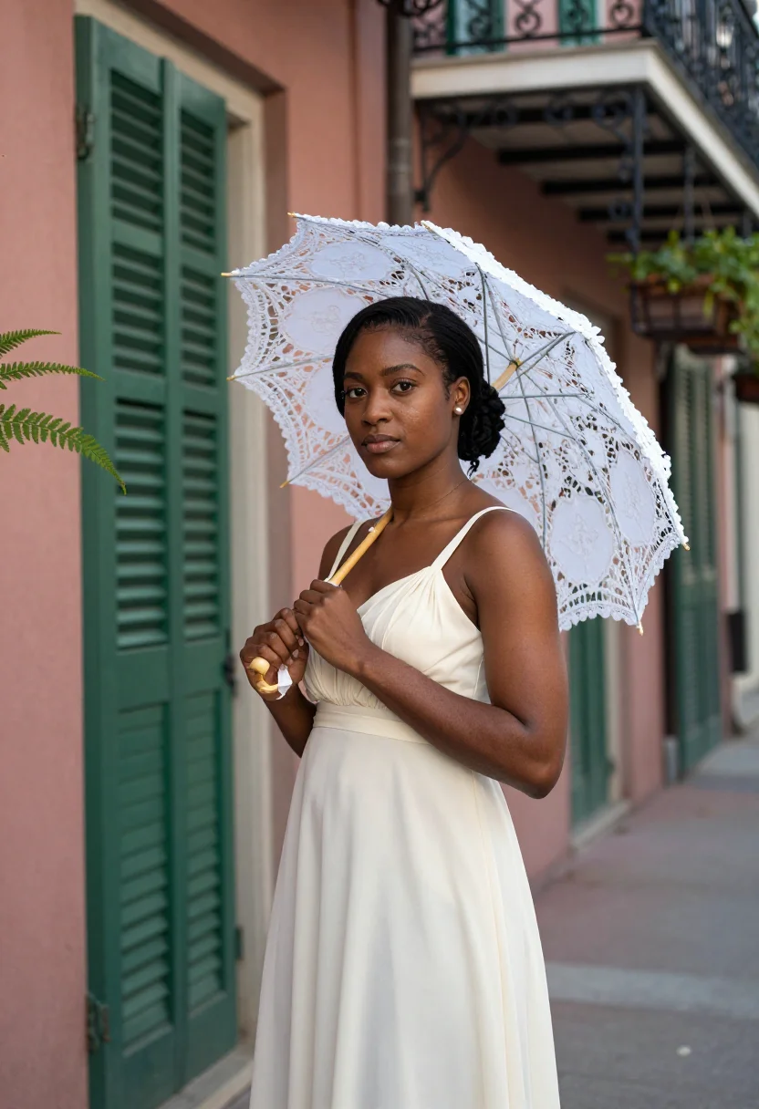AI second line bride sample — portrait of a woman, half-length portrait of an African-Amer