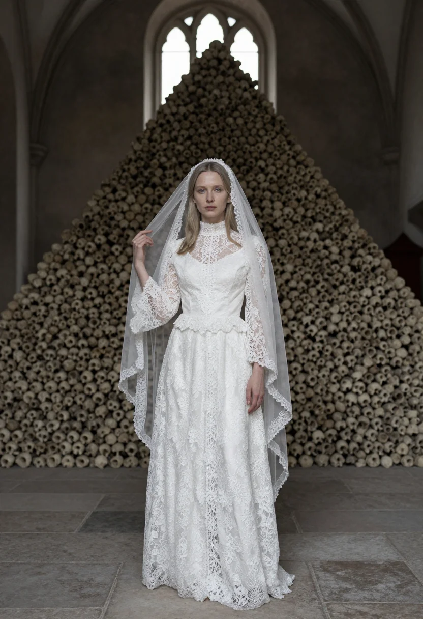 AI sedlec ossuary sample — portrait of a woman, full-length portrait of a Central-Europ