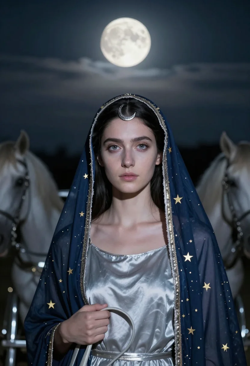 AI selene sample — portrait of a woman, close portrait of a Greek woman in her