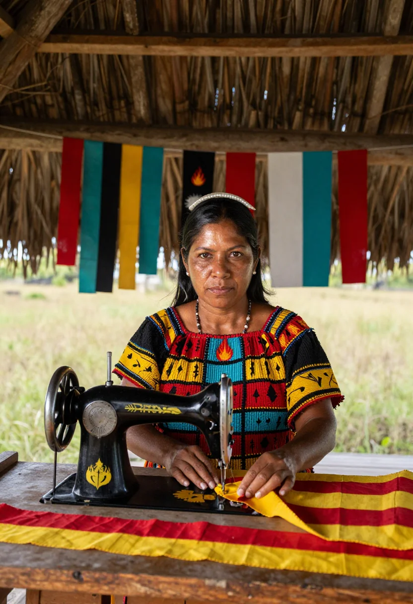 AI seminole patchwork sample — portrait of a woman, half-length portrait of a Seminole woma