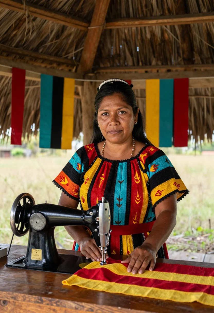 AI seminole patchwork sample — portrait of a woman, close half-length portrait of a Seminol