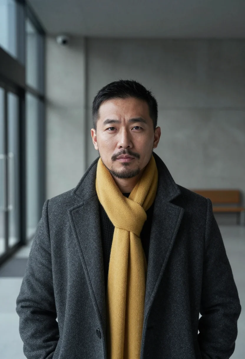 AI seoul gangnam founder charcoal sample — portrait of a man, framed head and shoulders, tighter, the b