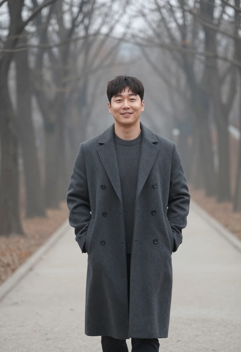 AI seoul namsan november charcoal sample — portrait of a man, framed half-length from the head to the h