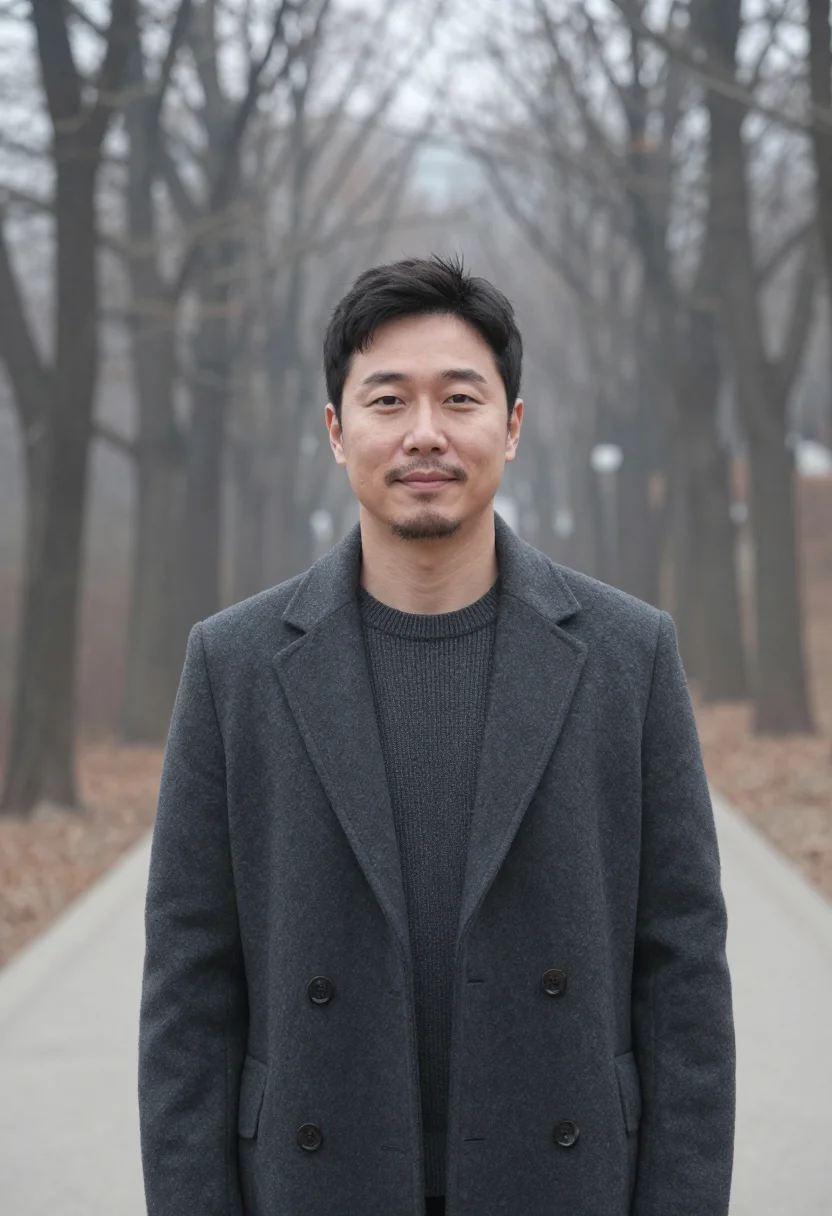 AI seoul namsan november charcoal sample — portrait of a man, framed tight, head and shoulders, the bod