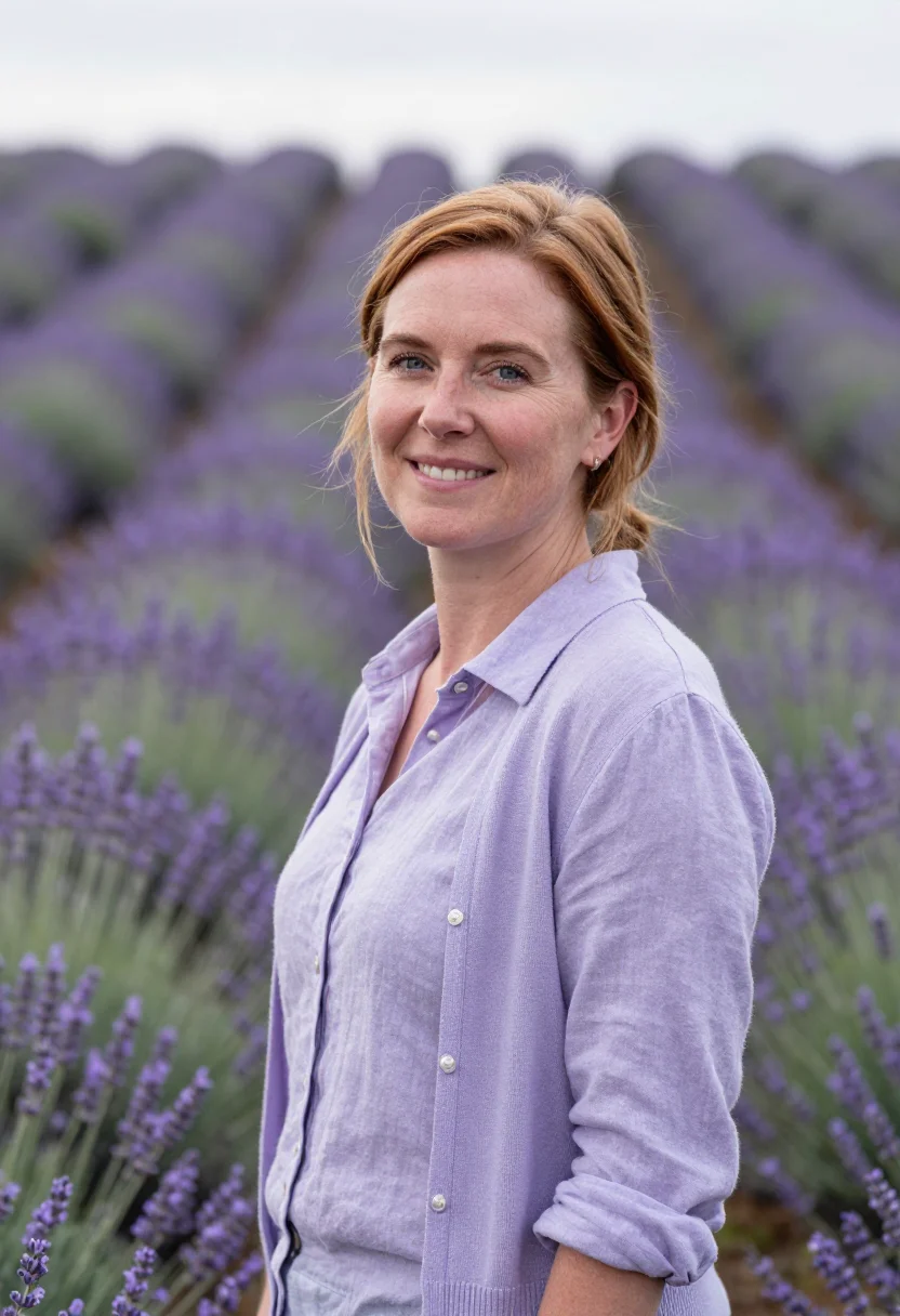 AI sequim lavender farmer sample — portrait of a woman, of Irish-American descent, in her early