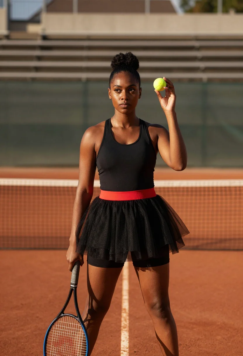 AI serena catsuit 2018 sample — portrait of a woman, half-length portrait of a Black America