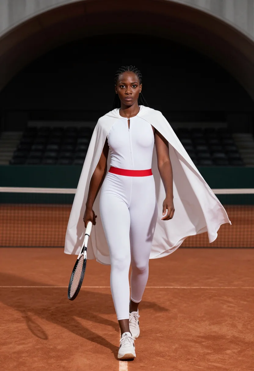 AI serena catsuit 2018 sample — portrait of a woman, three-quarter-length portrait of a Blac