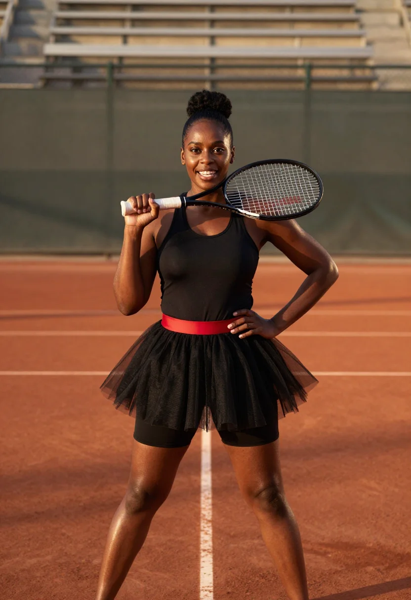 AI serena catsuit 2018 sample — portrait of a woman, three-quarter-length portrait of a Blac
