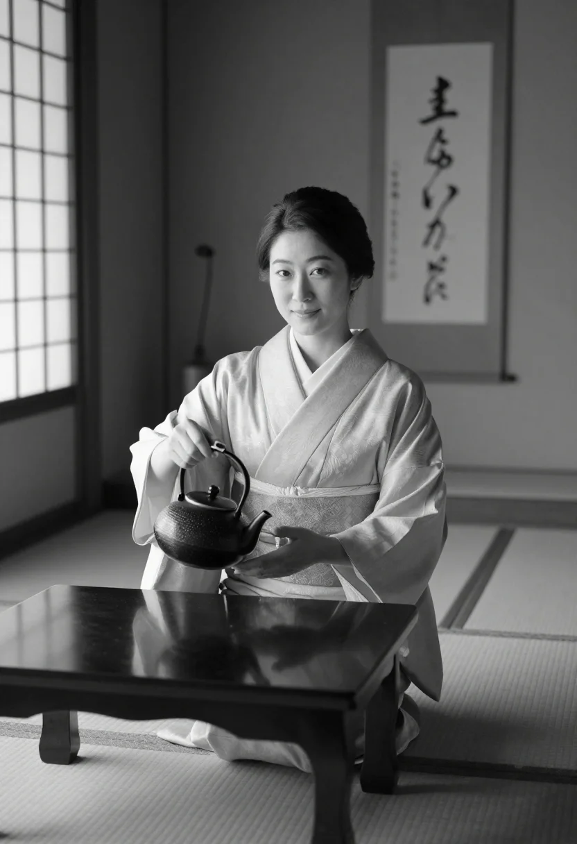 AI setsuko hara sample — portrait of a woman, three-quarter-length seated portrait of