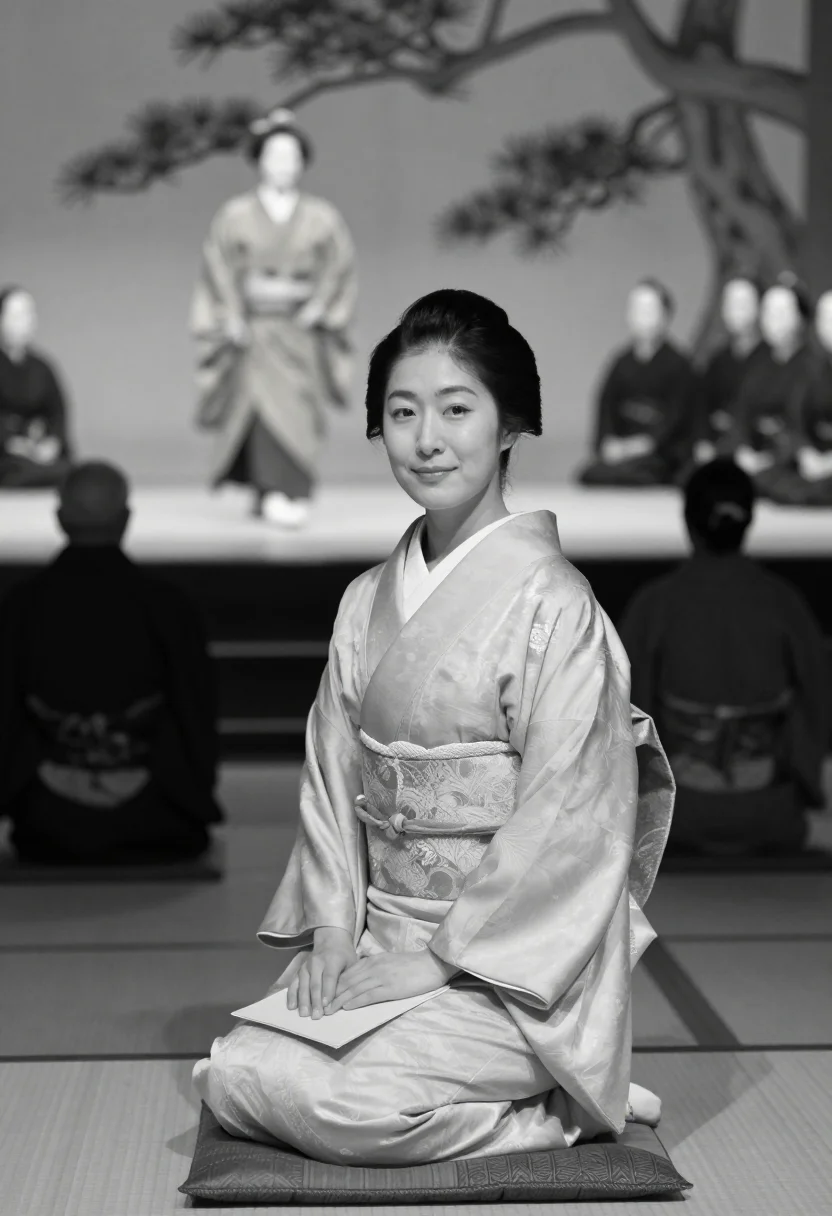 AI setsuko hara sample — portrait of a woman, half-length seated portrait of a Japane
