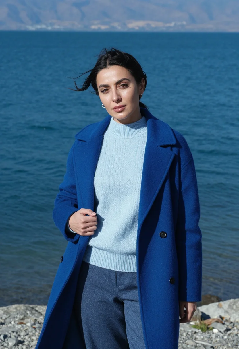 AI sevan biologist lake blue peninsula sample — portrait of a woman, framed chest-up, cropped at the ribs, t