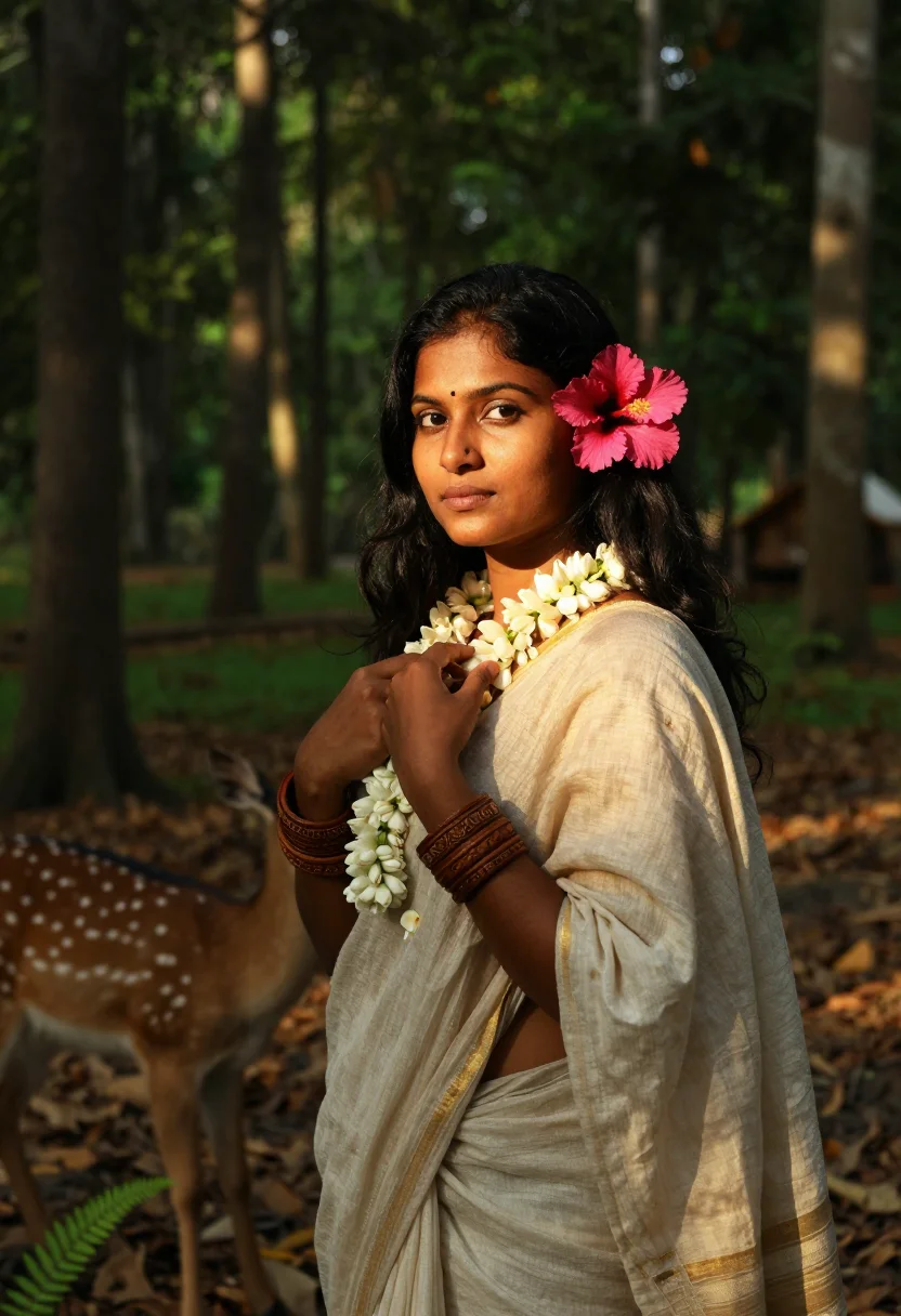 AI shakuntala sample — portrait of a woman, chest-up portrait of a North Indian wom