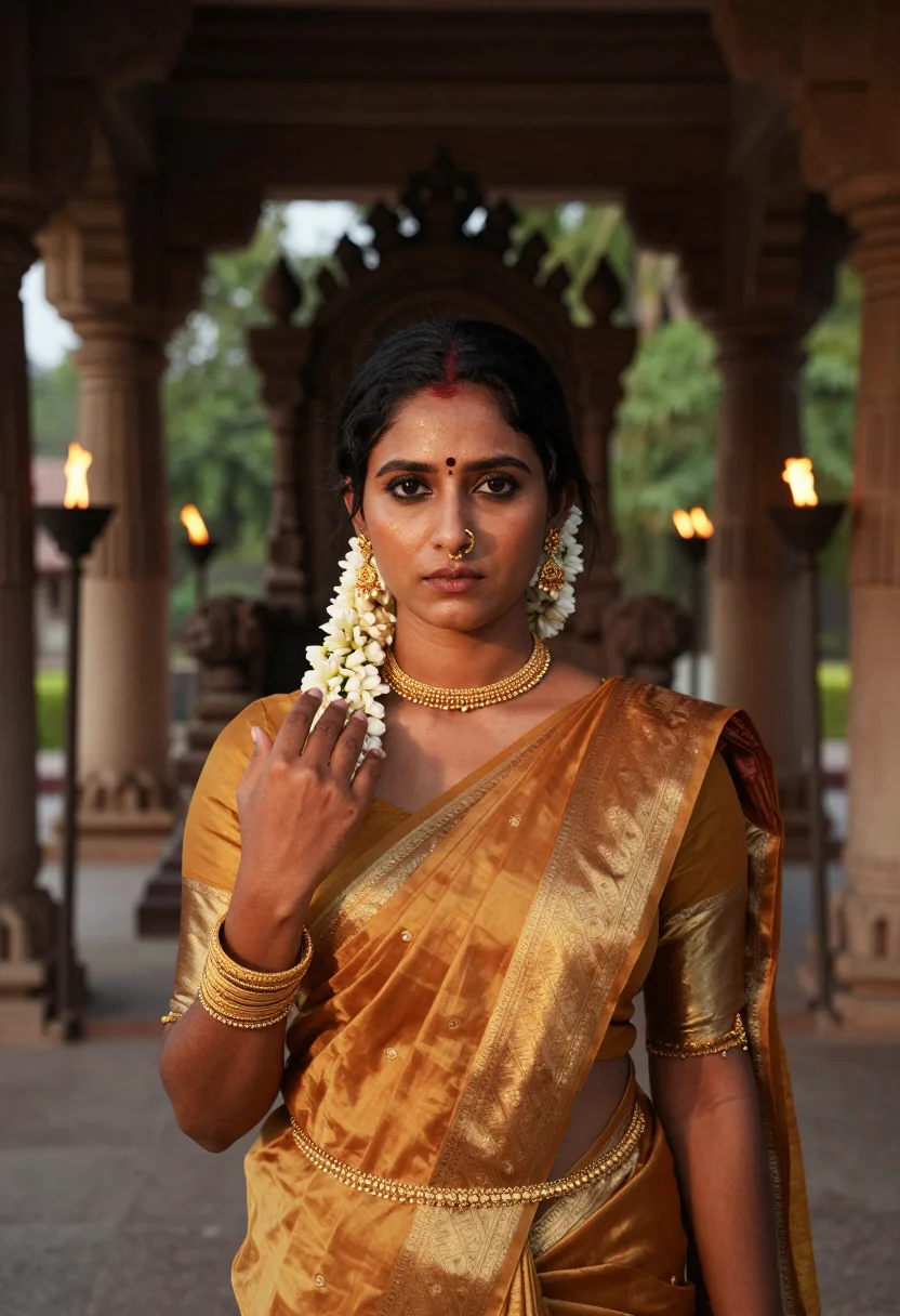 AI shakuntala sample — portrait of a woman, chest-up portrait of a North Indian wom