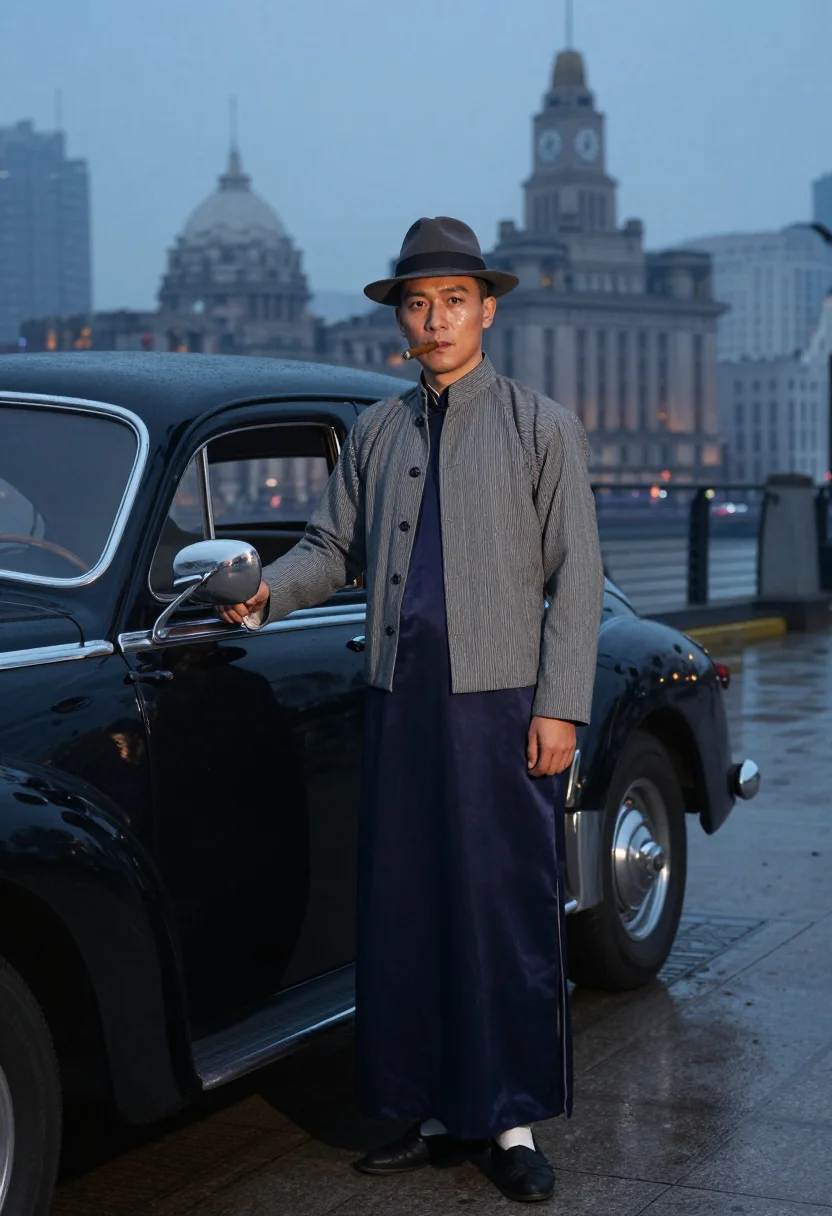 AI shanghai gangster sample — portrait of a man, full-length portrait of a Shanghainese Ch