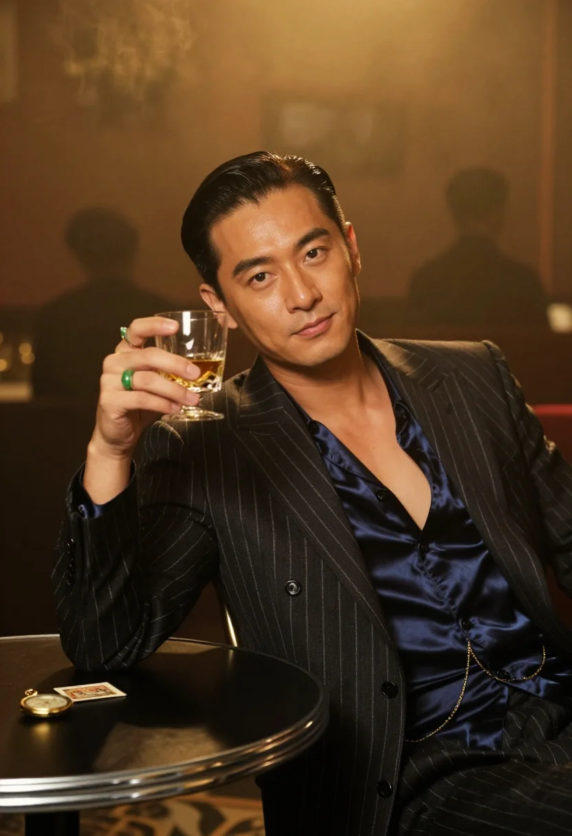 AI shanghai gangster sample — portrait of a man, chest-up portrait of a Shanghainese Chine