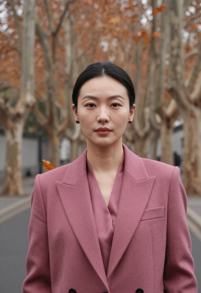 AI shanghai jingan lawyer plum sample — portrait of a woman, framed head and shoulders, tighter, the