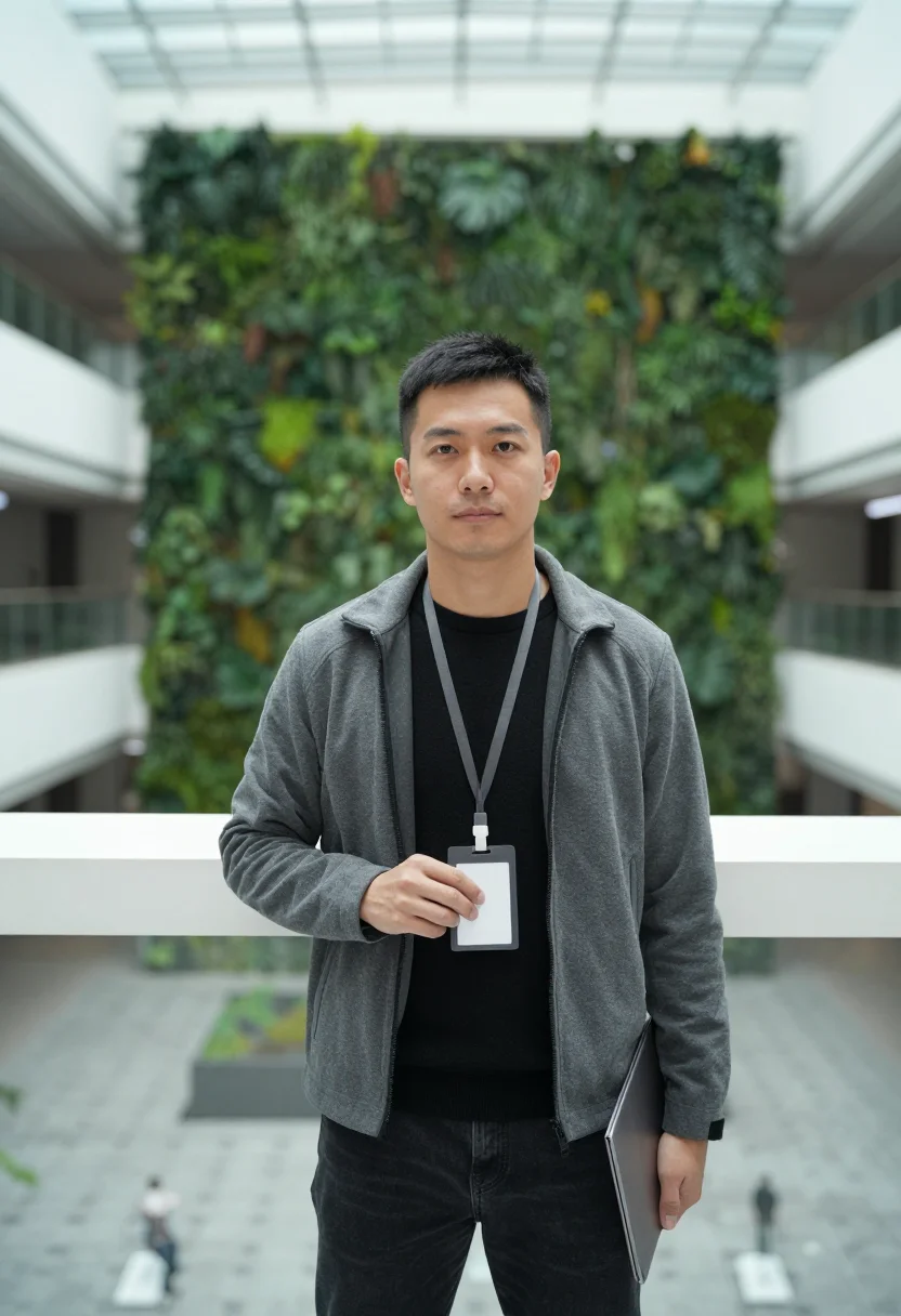 AI shenzhen hardware sample — portrait of a man, waist-up portrait of a Chinese man in his