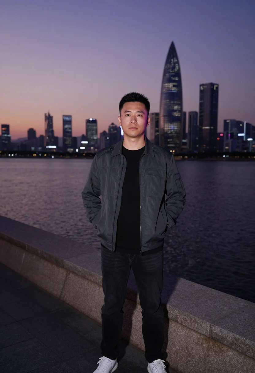 AI shenzhen hardware sample — portrait of a man, three-quarter-length portrait of a Chines