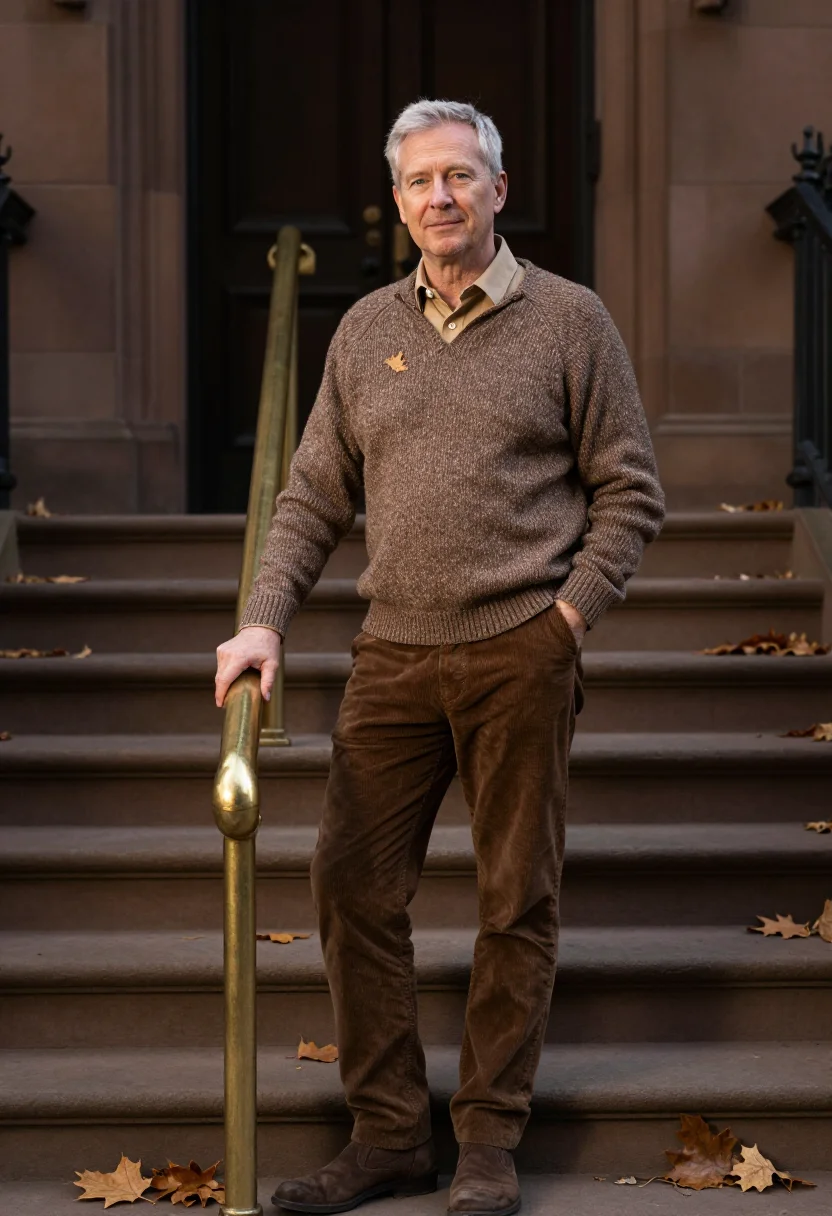 AI shetland marl brown sample — portrait of a man, framed half-length from the waist up, a m
