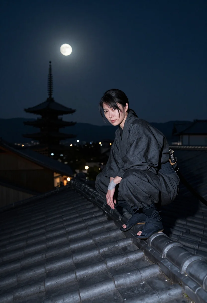 AI shinobi sample — portrait of a shinobi, full-length portrait of a Japanese wo