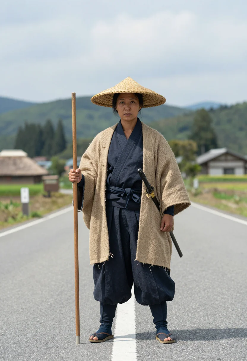 AI shinobi sample — portrait of a shinobi, full-length portrait of a Japanese wo