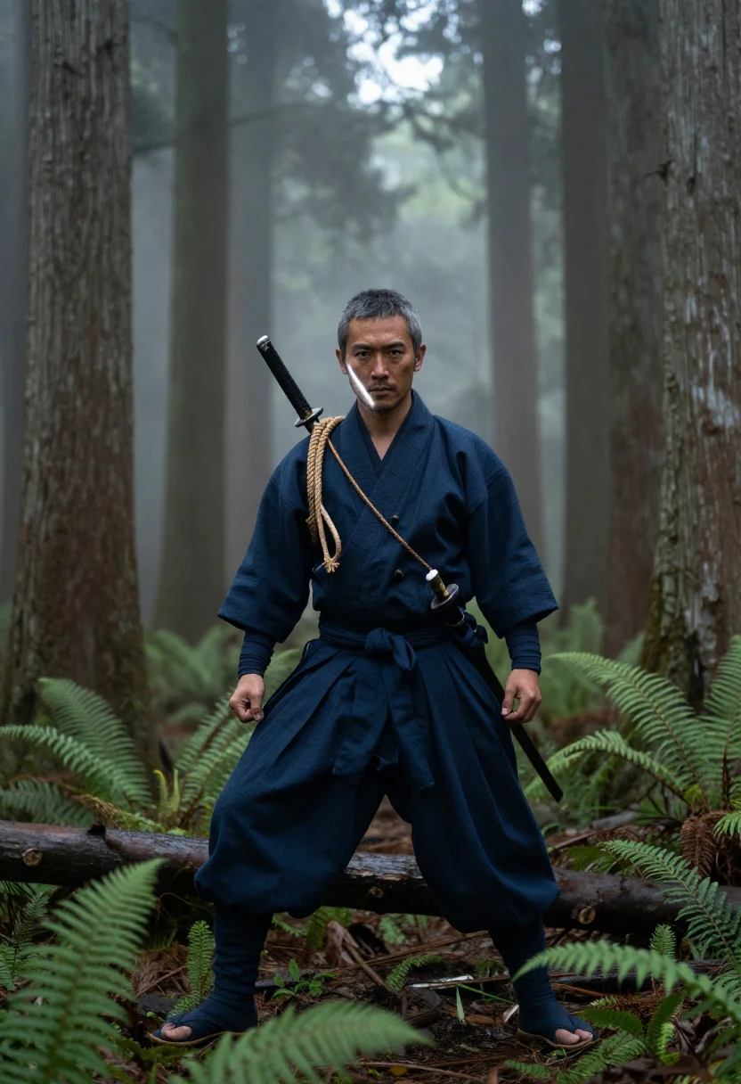 AI shinobi sample — portrait of a shinobi, full-length portrait of a Japanese ma