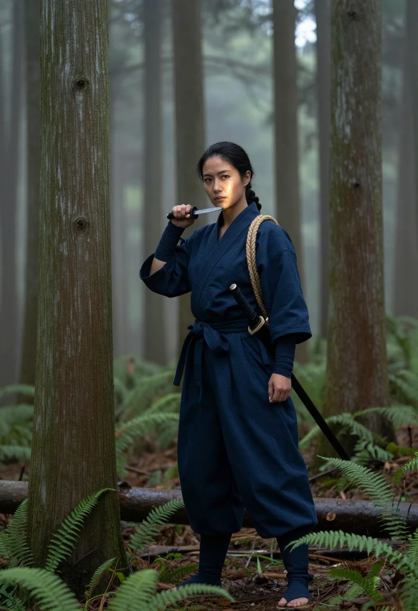 AI shinobi sample — portrait of a shinobi, chest-up portrait of a Japanese woman