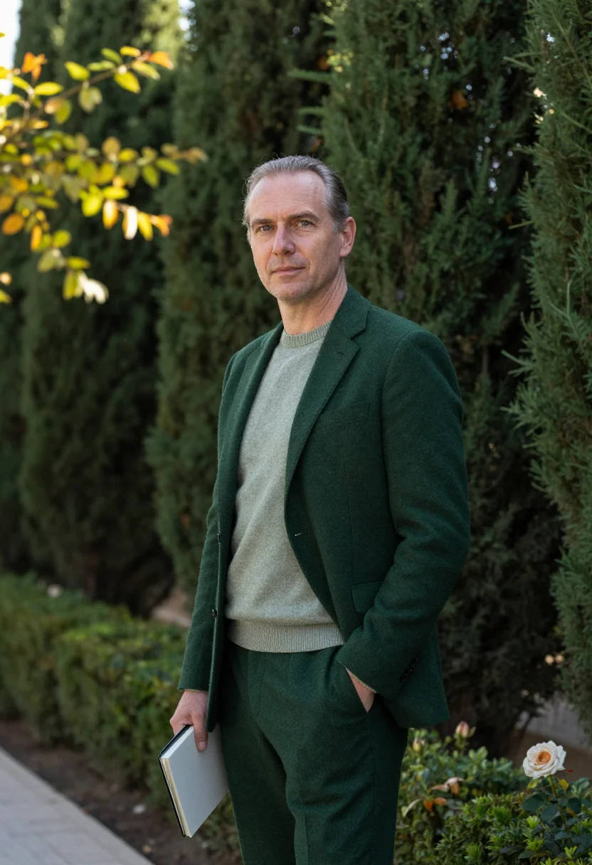 AI shiraz garden landscape architect cypress green sample — portrait of a man, a landscape architect in his late forties