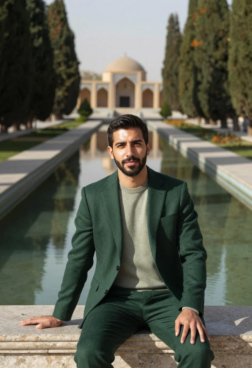 AI shiraz garden landscape architect cypress green sample — portrait of a man, a landscape architect in his early fortie