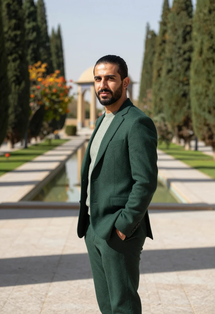 AI shiraz garden landscape architect cypress green sample — portrait of a man, a landscape architect in his late thirtie