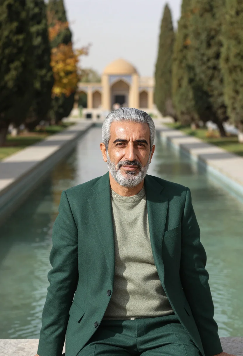 AI shiraz garden landscape architect cypress green sample — portrait of a man, a landscape architect in his early fiftie