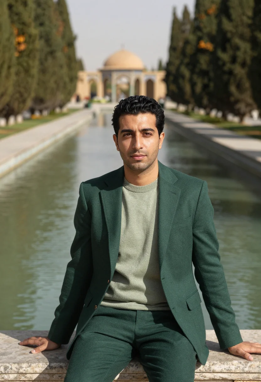 AI shiraz garden landscape architect cypress green sample — portrait of a man, a landscape architect in his late thirtie