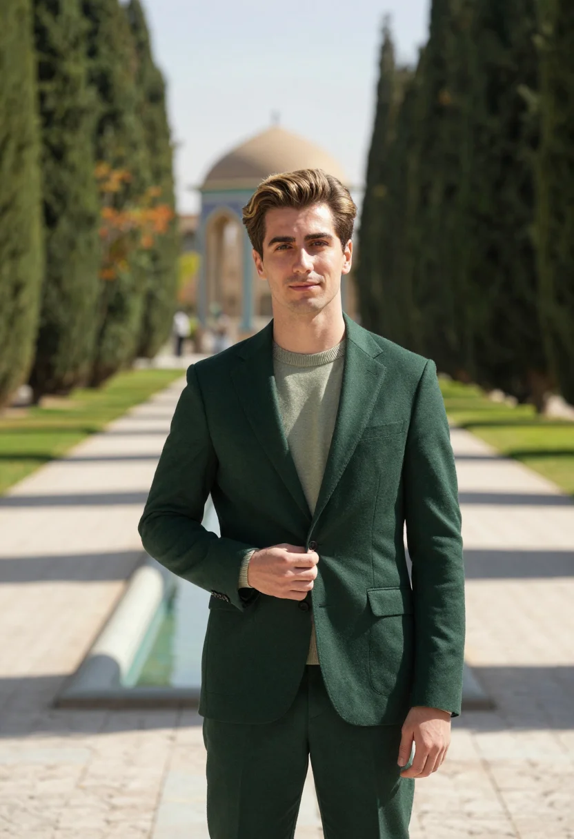 AI shiraz garden landscape architect cypress green sample — portrait of a man, a landscape architect in his early thirti