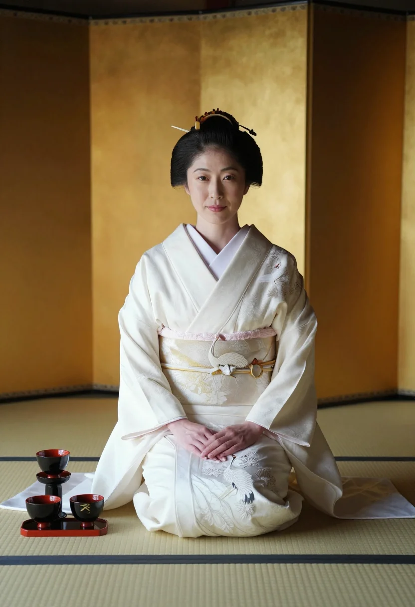 AI shiromuku sample — portrait of a woman, full-length portrait of a Japanese woma