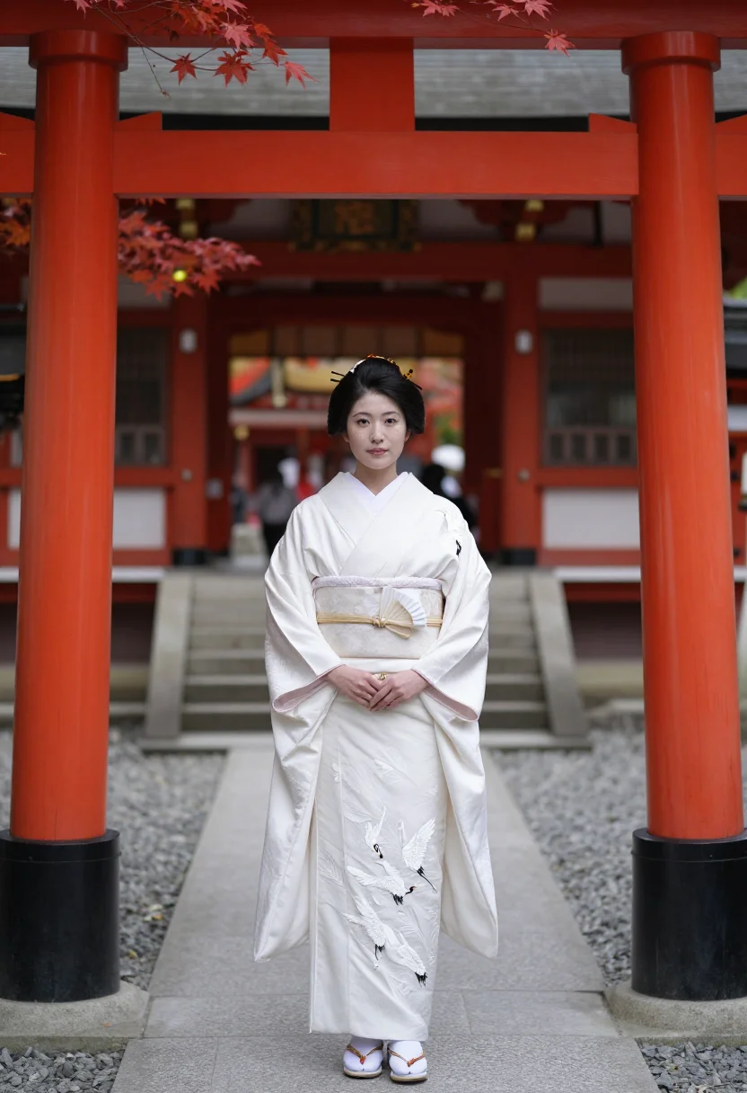 AI shiromuku sample — portrait of a woman, full-length portrait of a Japanese woma