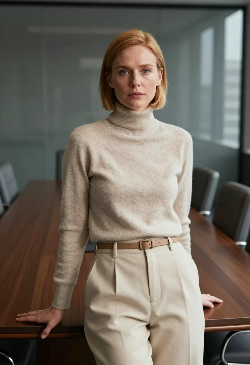 AI shiv roy waystar oatmeal sample — portrait of a woman, an Irish-American woman in her late thi