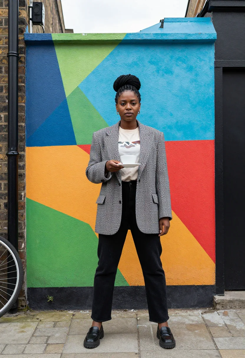 AI shoreditch creative sample — portrait of a woman, full-length portrait of a Black British