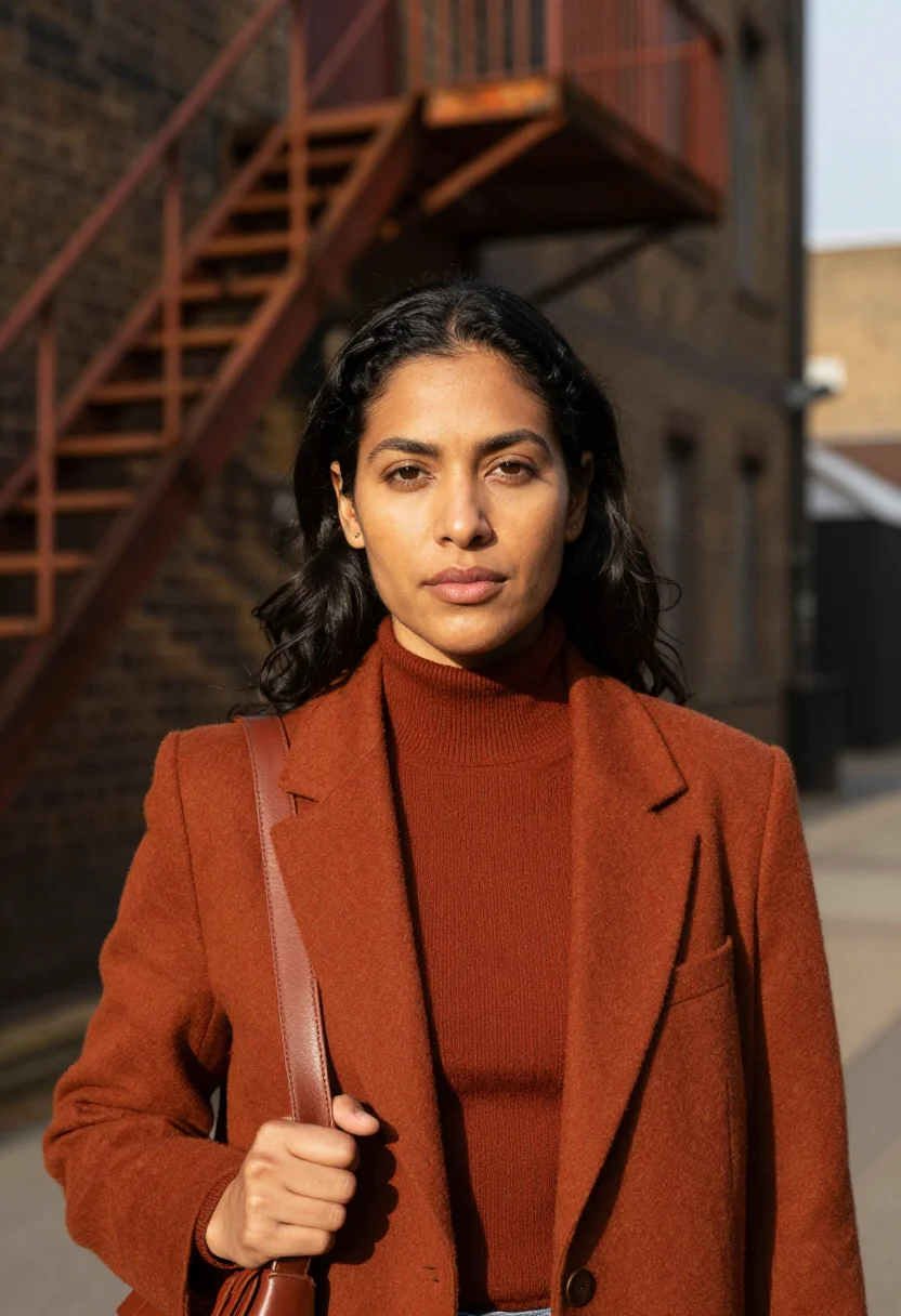 AI shoreditch founder rust sample — portrait of a woman, half-length portrait cropped at the low