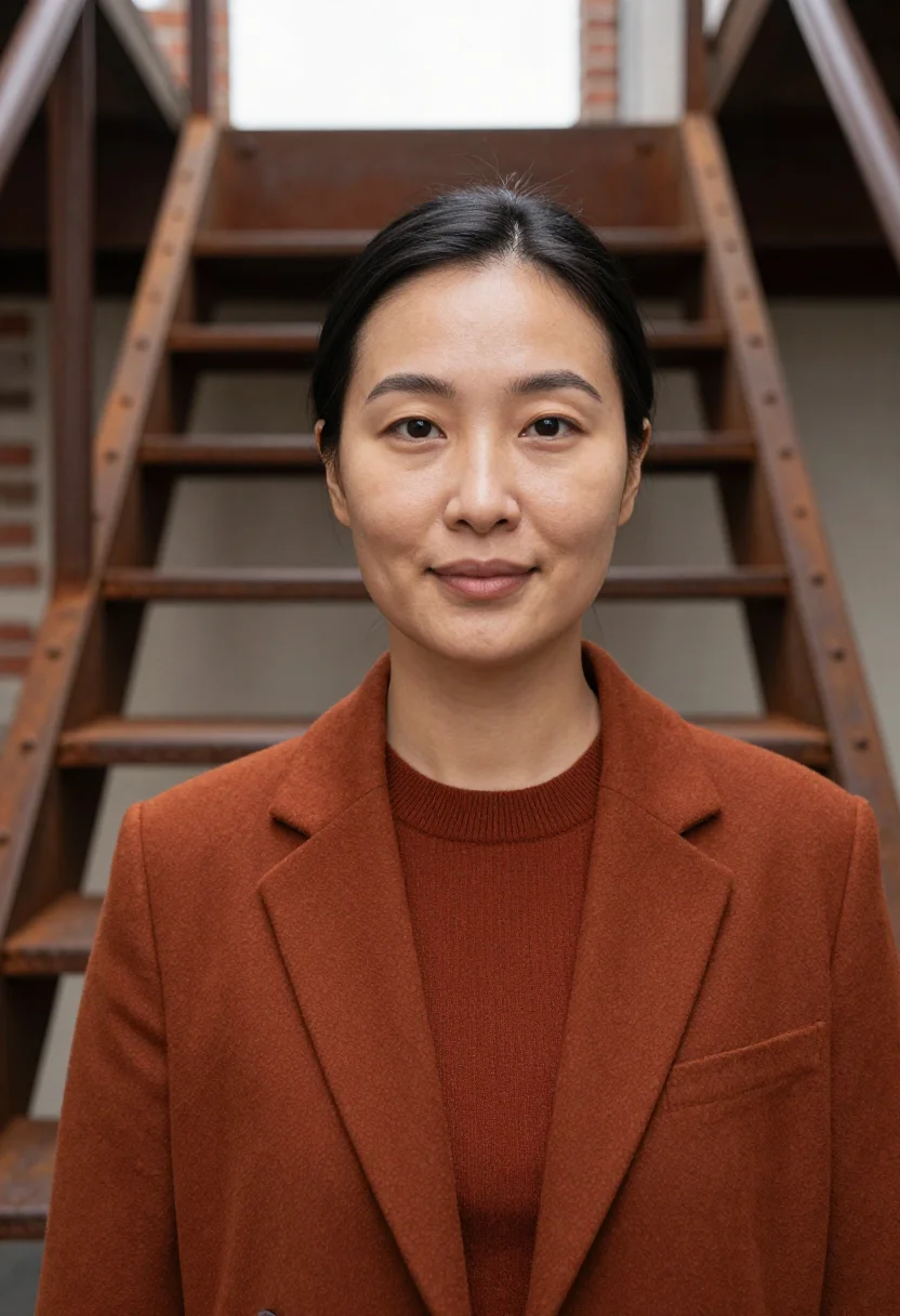AI shoreditch founder rust sample — portrait of a woman, tight headshot of an East-Asian woman i