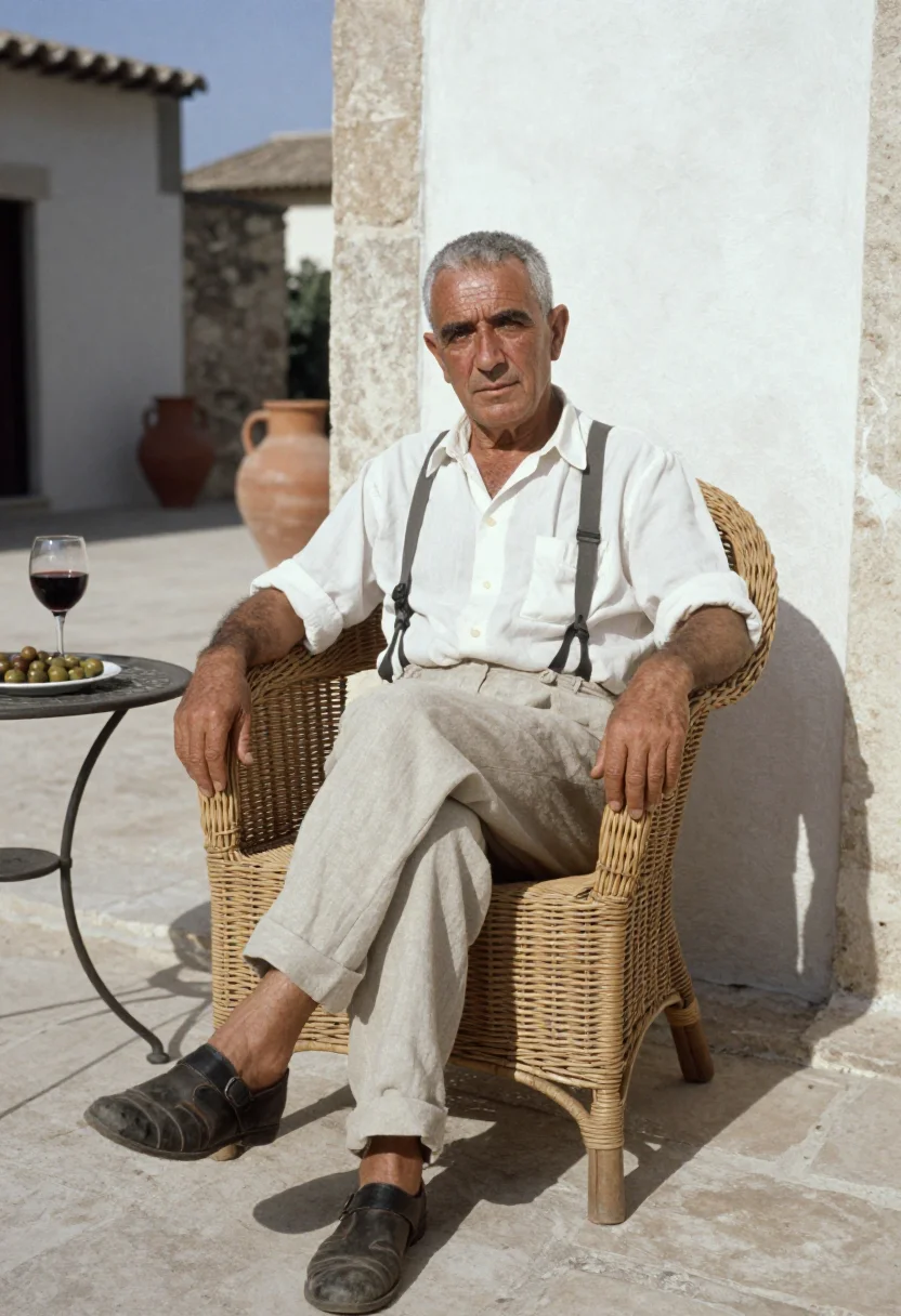 AI sicilian don sample — portrait of a man, seated portrait of a Sicilian man in his