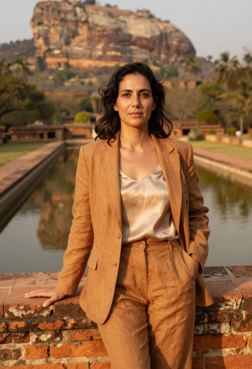 AI sigiriya archaeologist rock ochre sample — portrait of a woman, an Italian archaeologist in her forties