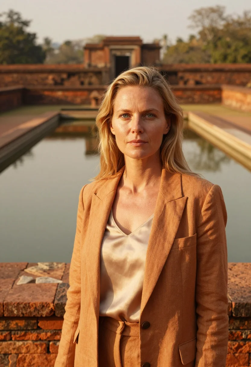 AI sigiriya archaeologist rock ochre sample — portrait of a woman, a German archaeologist in her late thir